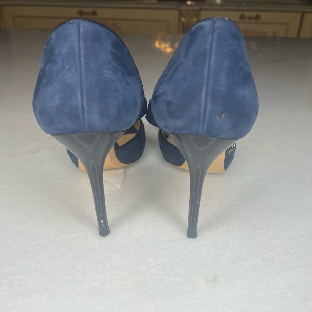 SALVATORE FERRAGAMO PEEP TOE BLUE WOMENS HEELS WOMENS SZ 9 - Picture 5 of 11